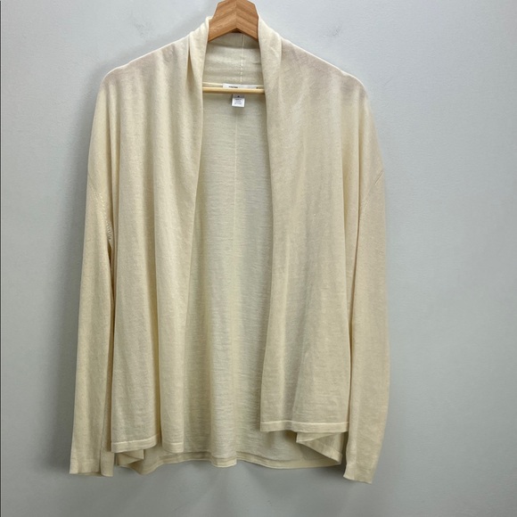 Nordstrom Signature Cashmere Linen Open Front Cardigan Sweater Cream Medium - Picture 1 of 8